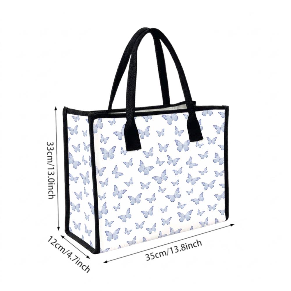 Butterfly Pattern Tote Bag Casual Large Capacity Handbag for Daily Use