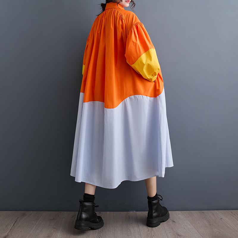 Весенне-летнее женское модное повседневное платье-рубашка больших размеров с длинными — фото 5