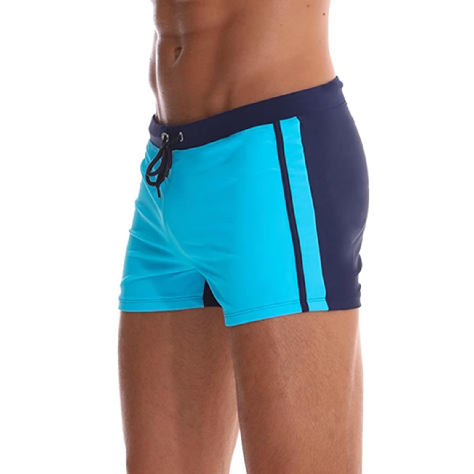 

Sports Men s Boxers Plain Stitching Comfortable Fashion Lace-up Swimming Shorts Trendy Patchwork Board Shorts Beach shorts XL небесно-голубой