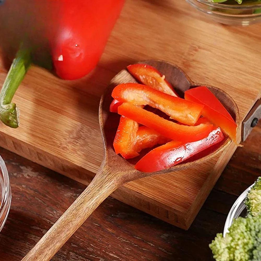 Japanese Tableware Wooden Loving Heart Spoon Kitchen Dessert Coffee Spoon Stirring Cooking Tools