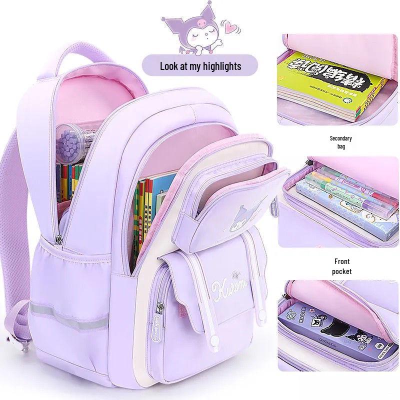 Kuromi Backpack for Elementary Girls: Grades 1-6, Spine Support & Lightweight Design