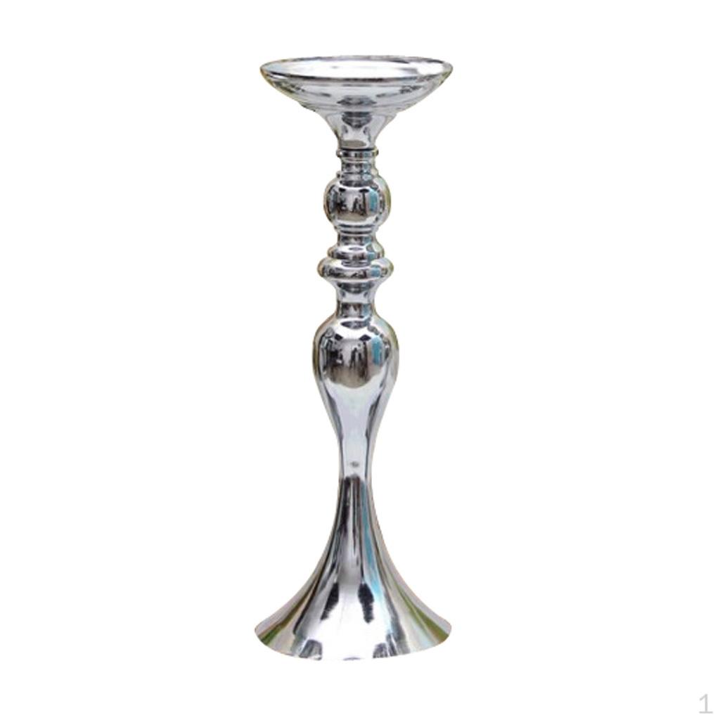 

Candle Holder, Elegant Pillar Taper & Tealight Candlesticks for Dinner Table Wedding Party Home Silver-M