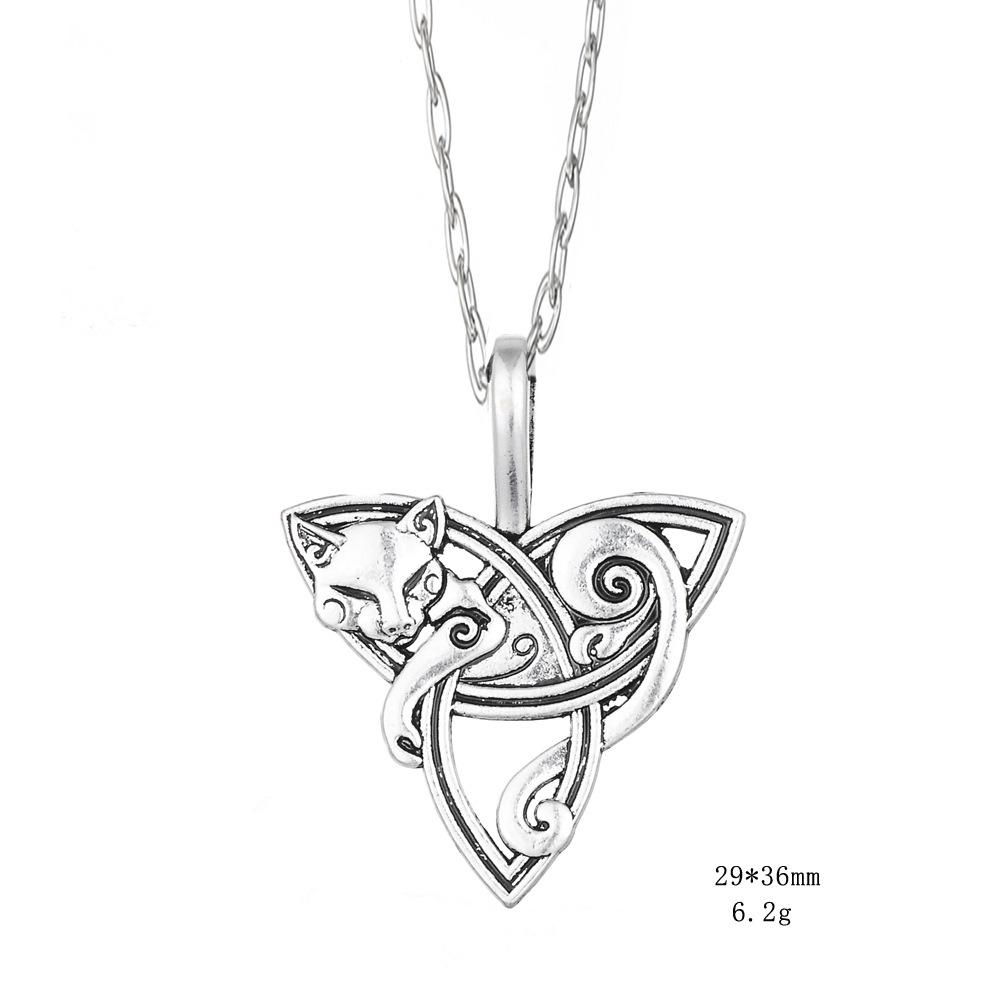 Collier pendentif renard viking Mode Rétro Cordon de cuir Chaîne de pull Bijoux Pour Hommes et Femmes