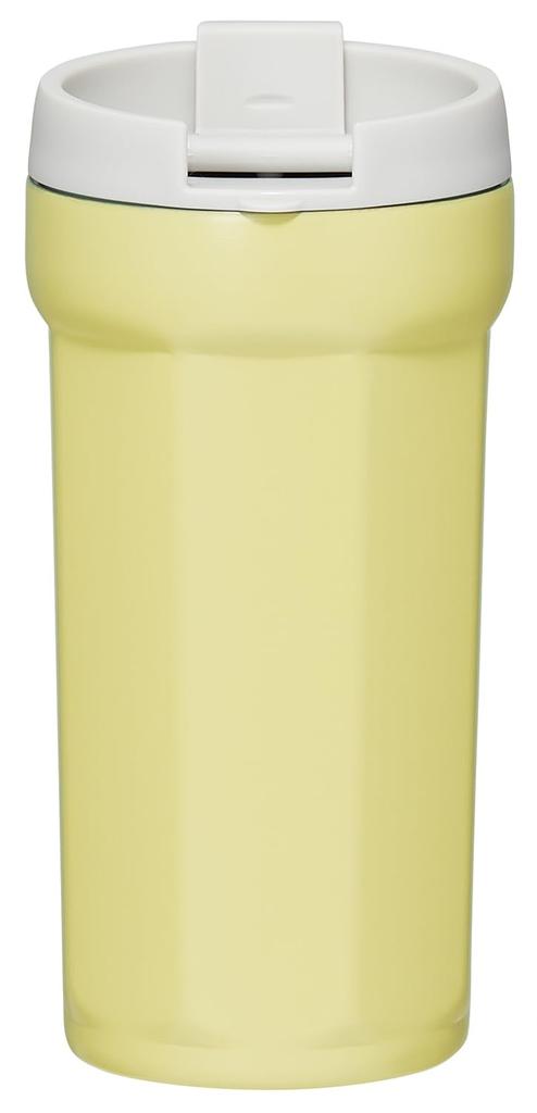 Skater Octagonal Stainless Steel Tumbler with Lid 350ml Vacuum Insulated Flap Lock Saffron Yellow Thermal/Cold SMVO4-A