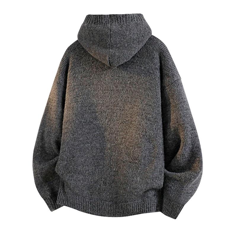 Herrhuvtröja i stickad kofta, avslappnad knapptröja