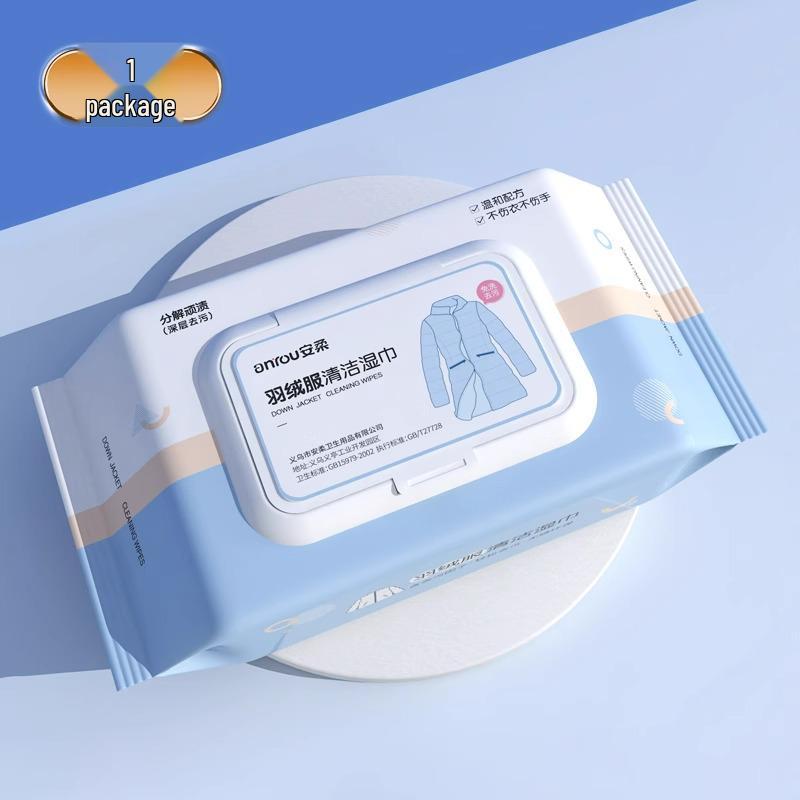 Portable No-Wash Stain-Removing Wipes for Cleaning Down Jackets - Powerful, Specialized, Dry and Wet Wipes