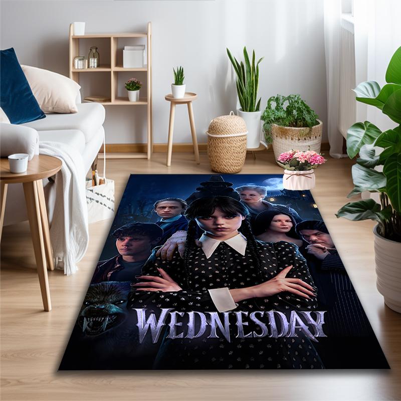 1pc Dark Wednesday Portrait Printed Chair Rug for Home Office Use, Living Room Kitchen Game Room Area Carpet