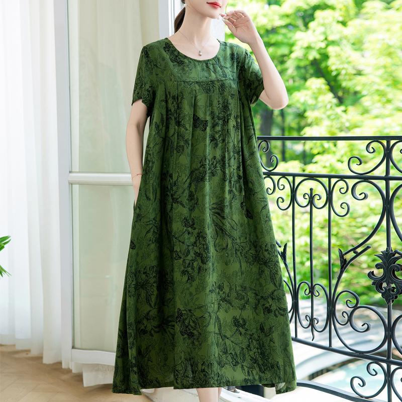 

Повсякденні літні вільні сукні для жінок вінтажний одяг з коротким рукавом великого розміру елегантна довга сукня 6XL