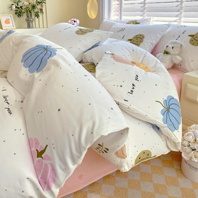 Home Textiles 60 Long-Staple Cotton Pure Cotton 4Pcs Set Cotton Bed Sheet Quilt Cover 3Pcs Set Bed Hat Class A Maternal And Infant Grade
