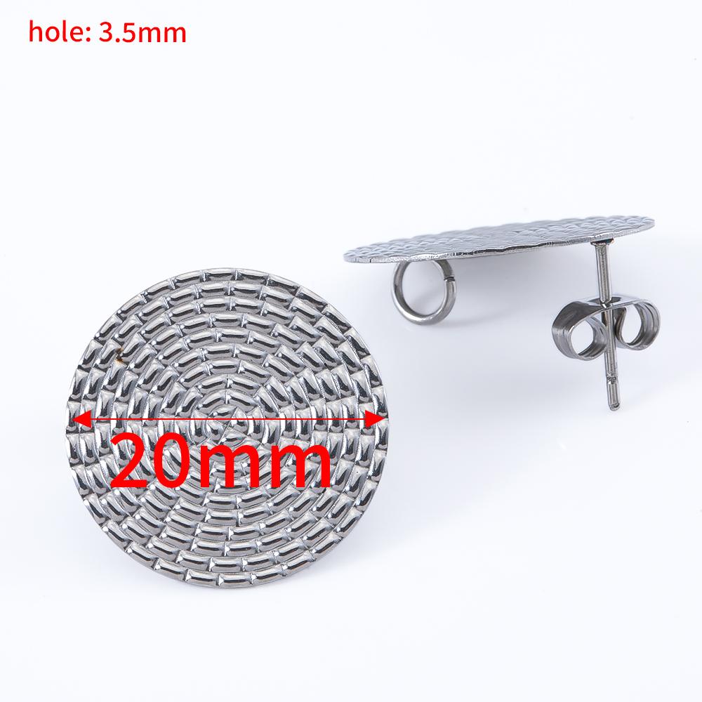 10pcs Stainless Steel Bohemian Earring Base Embossed Round Ear Studs with Pendants Connector Ring Plugs for Jewelry Making DIY