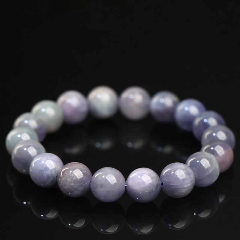 Hongchu Crystal Natural Cat's Eye Co-occurring Purple Lithium Gemstone Round Bead Bracelet Purple-Green Co-Existed Kunzite Bracelet