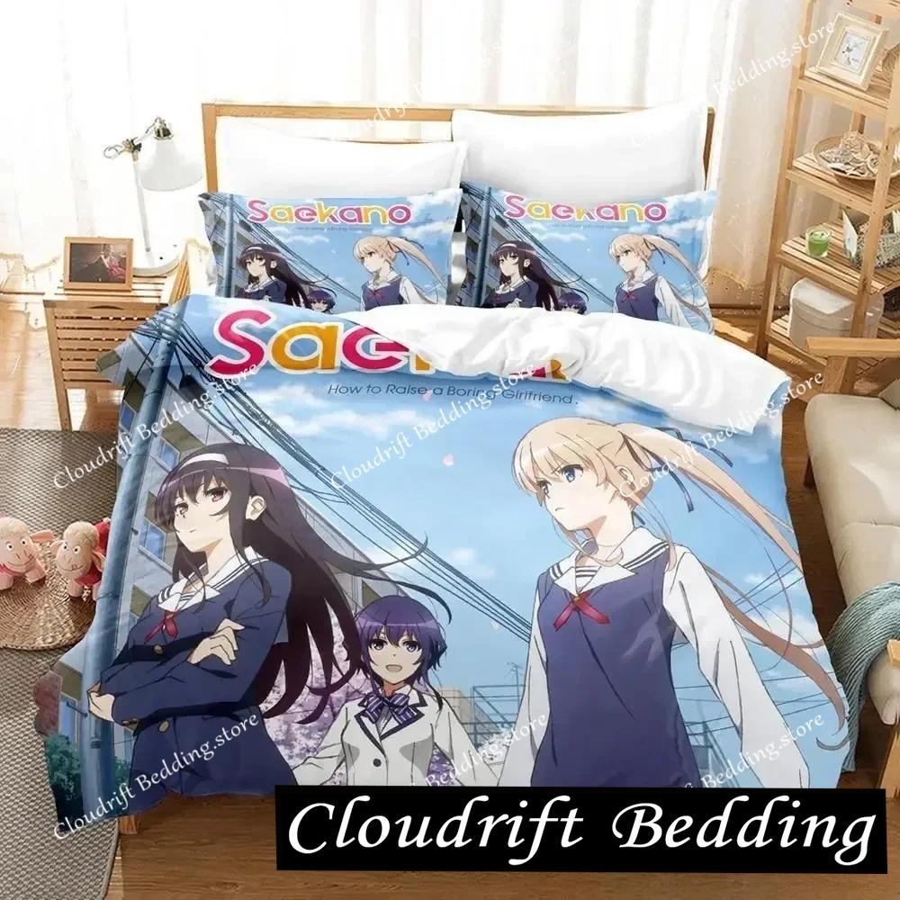 Bikini Saekano How To Raise A Boring Girlfriend Set Biancheria da Letto Cartone Animato Anime Adulto Bambino Camera da Letto Copripiumino Set