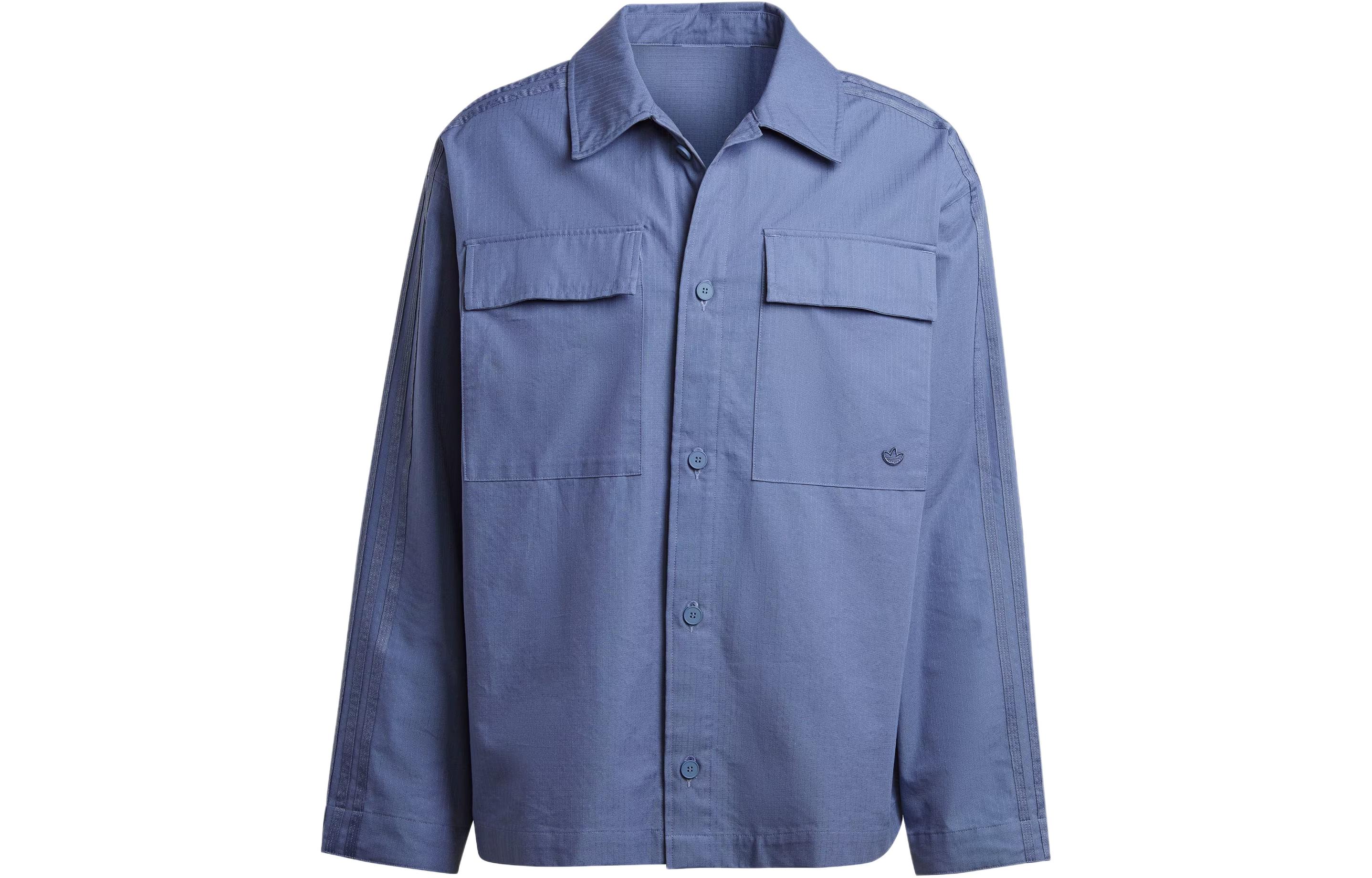 Adidas Originals Essential Premium Essentials+Overshirt Shirt Men s Gray Blue IU2345 S