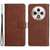 For Oppo Reno12 F 4G Case Solid Color Leather Mobile Cover Wallet Stand with Strap