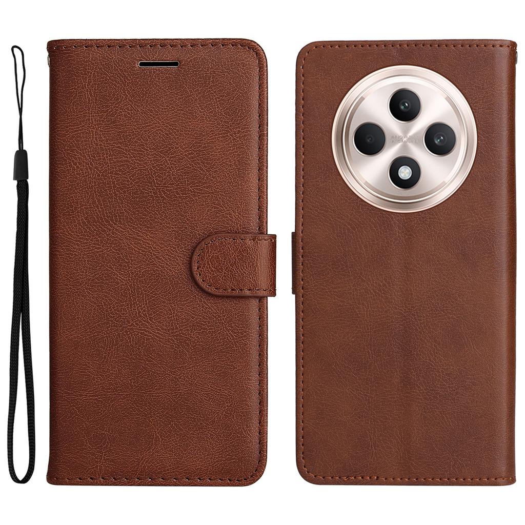 For Oppo Reno12 F 4G Case Solid Color Leather Mobile Cover Wallet Stand with Strap