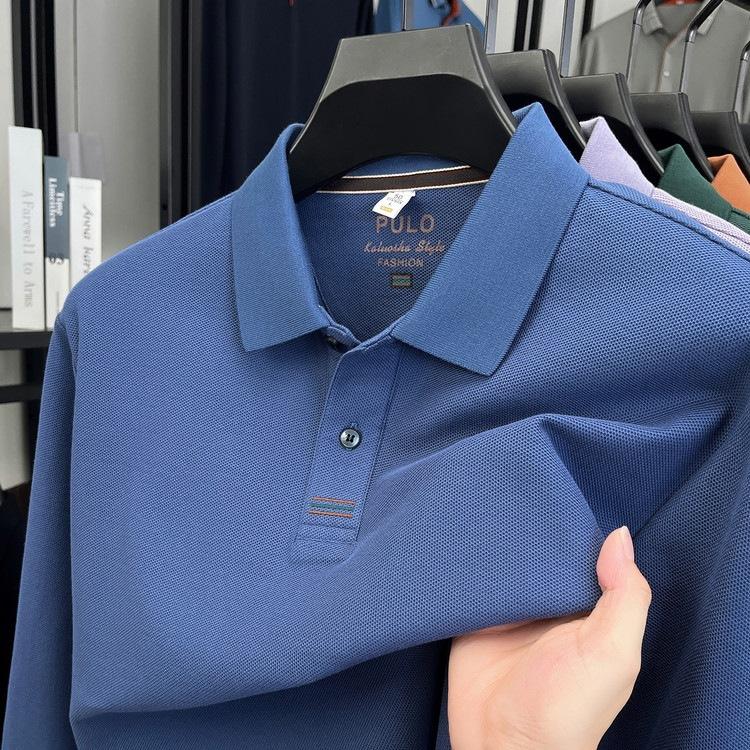 Autumn 100 Pure Cotton Men'S Long-Sleeved T-Shirt Batch Solid Color Simple Business Fashion Polo Shirt
