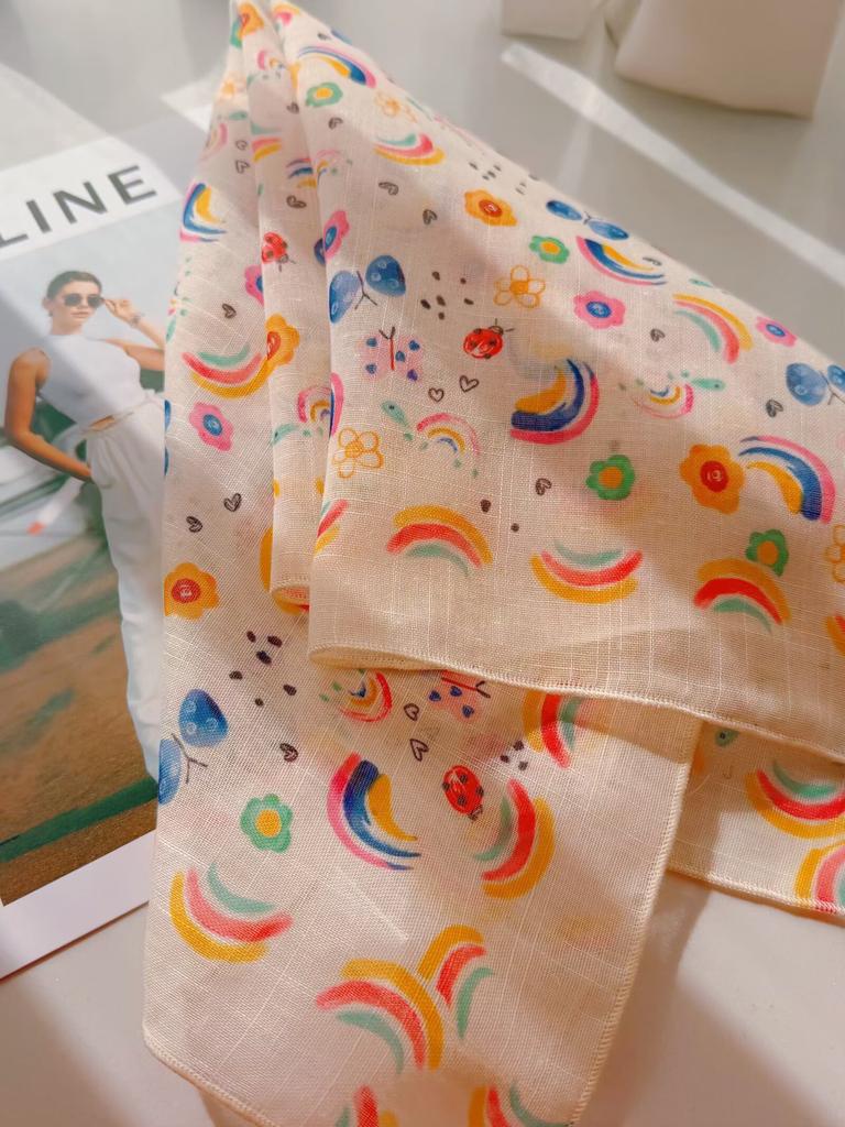 Cotton and linen small square scarf 11 * 11cm silk scarf square scarf polka dot silk scarf ribbon accessories thin soft high-end silk scarf