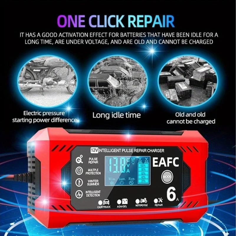 Battery Charger With On-Board LCD Display - Suitable for 12V 6A Car Batteries