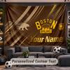 Wall Hanging Tapestry Custom NameBoston Bruins Pattern Personalized Printed Fabric Wall Decor