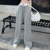 Women Sweatpants Color Matching Pockets Drawstring Elastic Waist Wide Leg Deep Crotch High Waist Soft Ankle-banded Loose Lady Fall Spring Sports
