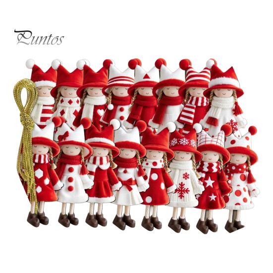 Customized Pendant Gifts Red And White Doll Hanging Pendants for Christmas Tree, Decorative Wooden Girls Holiday Home Decor Ornament, Seasonal