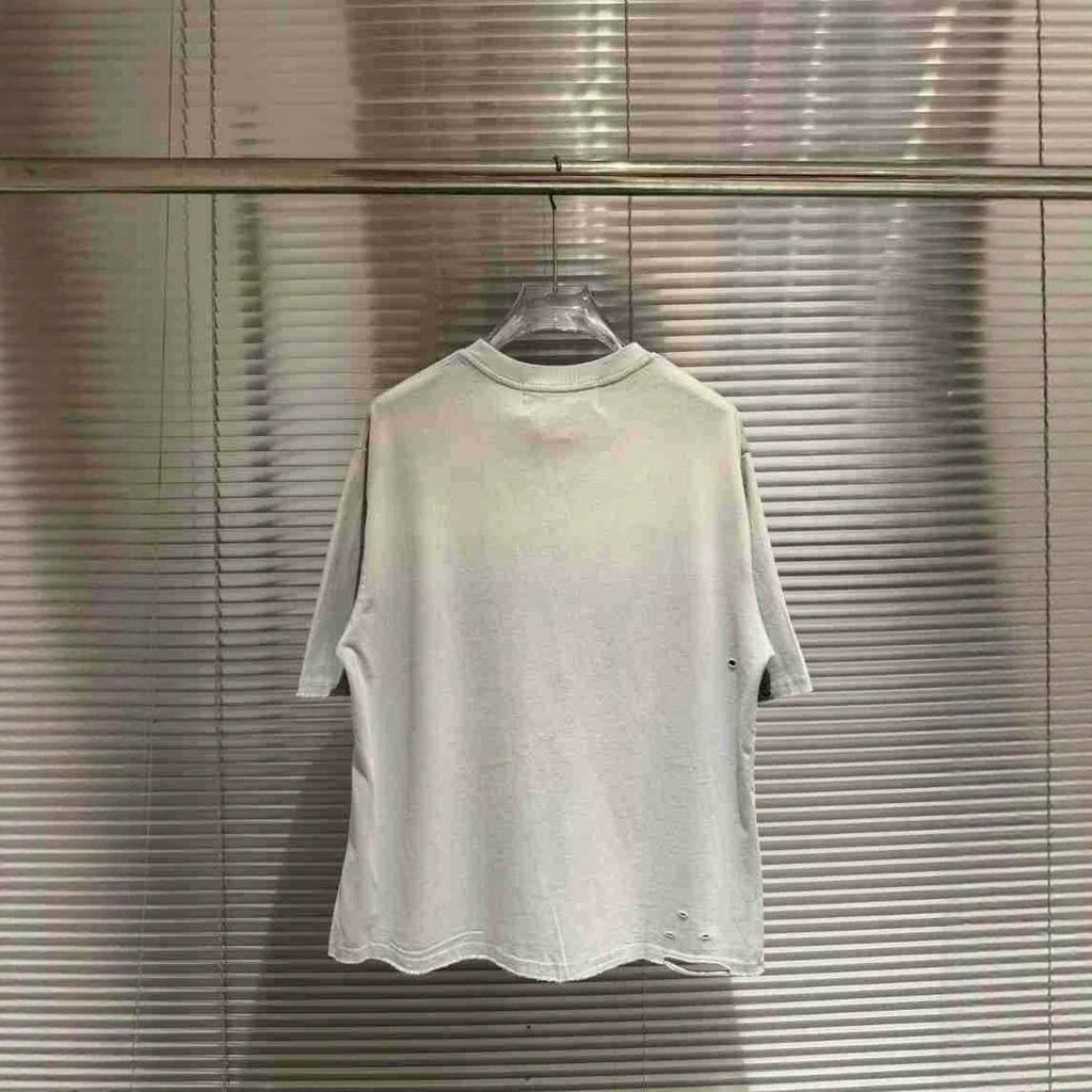 Cross-border beauty tide Paly Hollywood red horse F1 printing old damage heavy cotton short-sleeved T-shirt tide