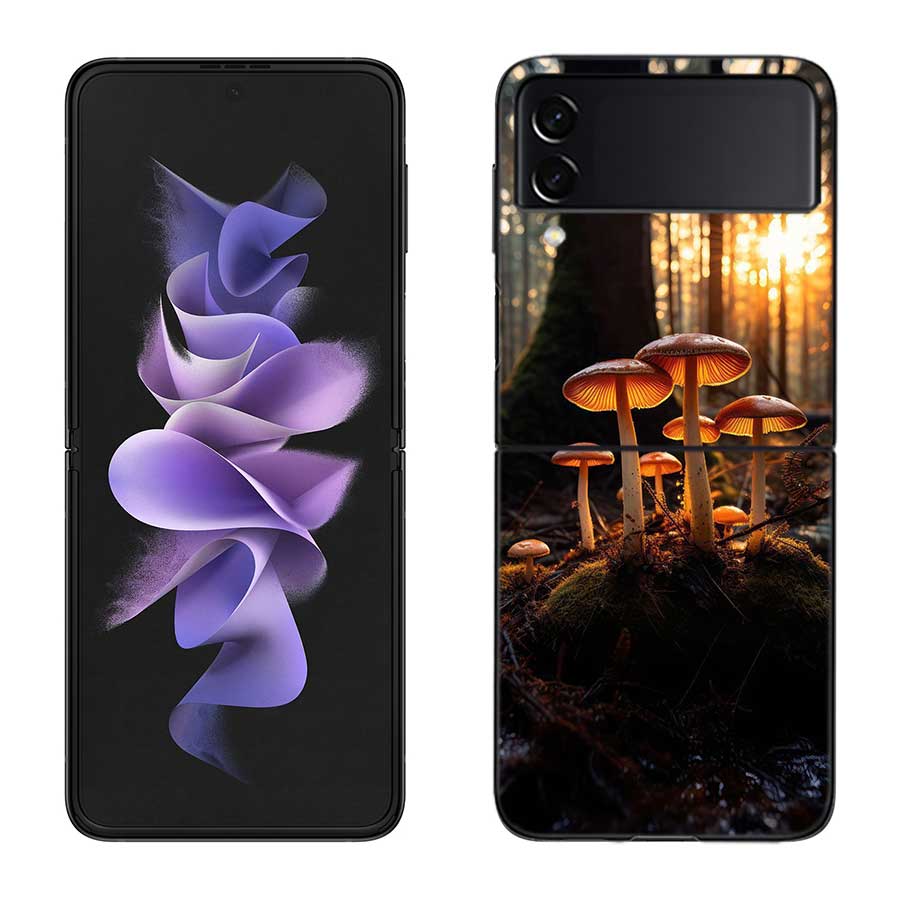 Fungal Aesthetics Phone Case For Samsung Z Flip 7 6 5G Galaxy Z Flip 5 4 3 Black Hard Cell Cover Luxury PC Shell Coque
