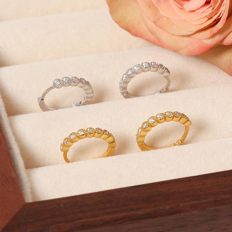 Earrings for Women's Gold-plated Single Row Zircon Earbuds Light Luxury High-end Summer Earrings