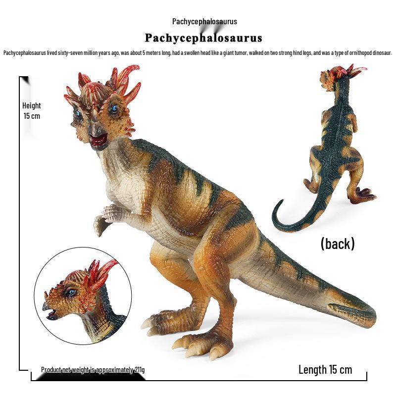 Realistic Large Stygimoloch Dragon Model with Swollen Head and Double Spine - Decorative Dinosaur Ornament.