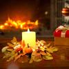 30cm Artificial Maple Leaves Candle Ring Candle Wreath Ring for Thanksgiving Centerpiece Table Decoration
