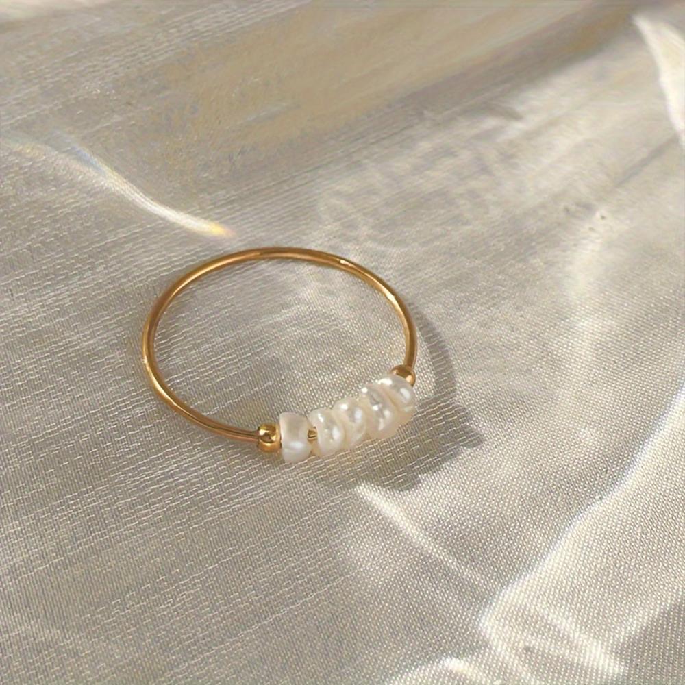 eManco Fashion Freshwater Pearls High Quality Stainless Steel Gold-Plated Round Rings Holiday Jewelry Gifts Wholesale