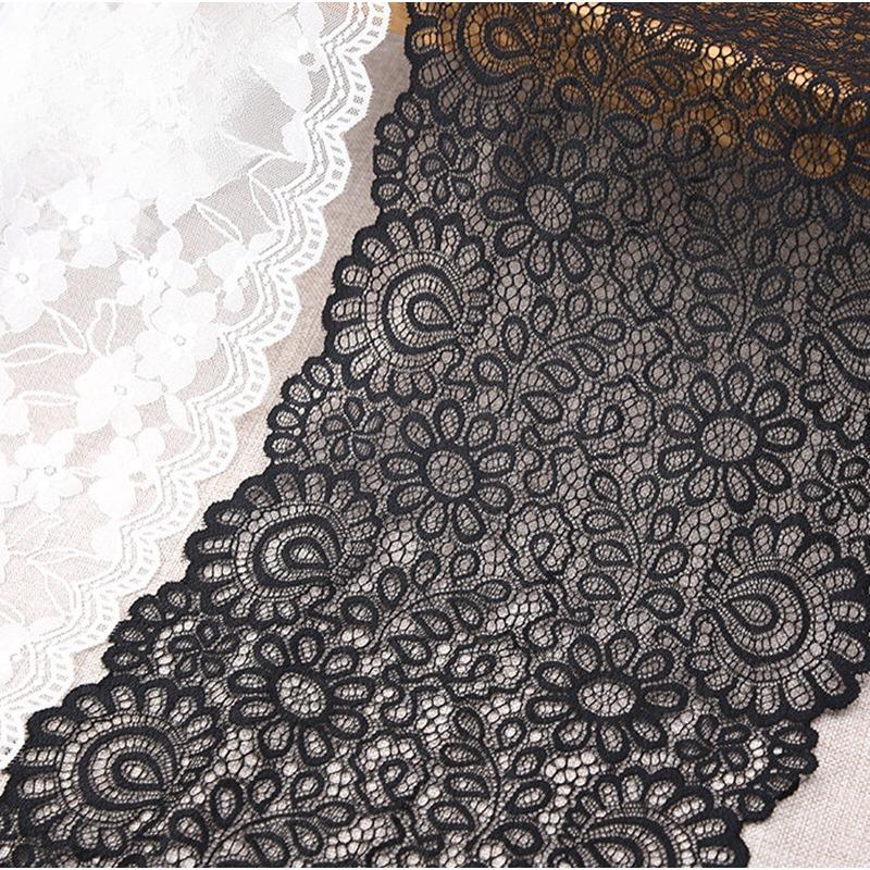 Black White Lace Edge Accessories Wide Elastic Hollow Mesh Fabric Handmade Diy Clothes Sofa Decorative Lace