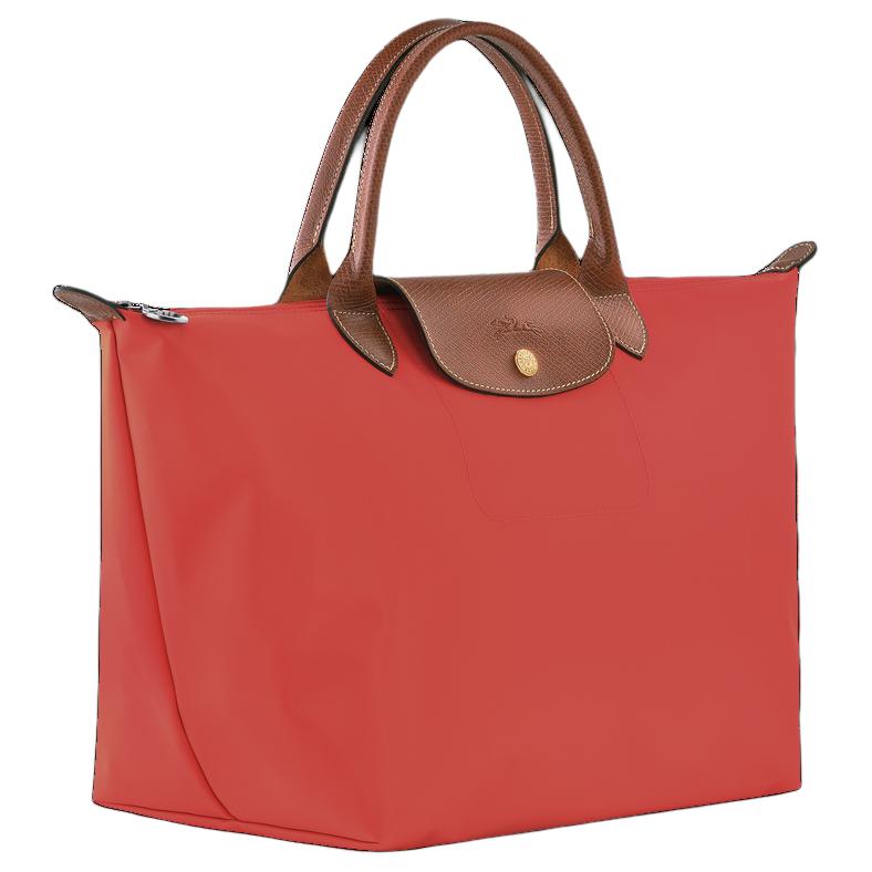 Longchamp Borsa Tote Le Pliage Originale Logo Goffrato Cerniera Tela Riciclata Media Donna Rosso Pomodoro 1623089P94