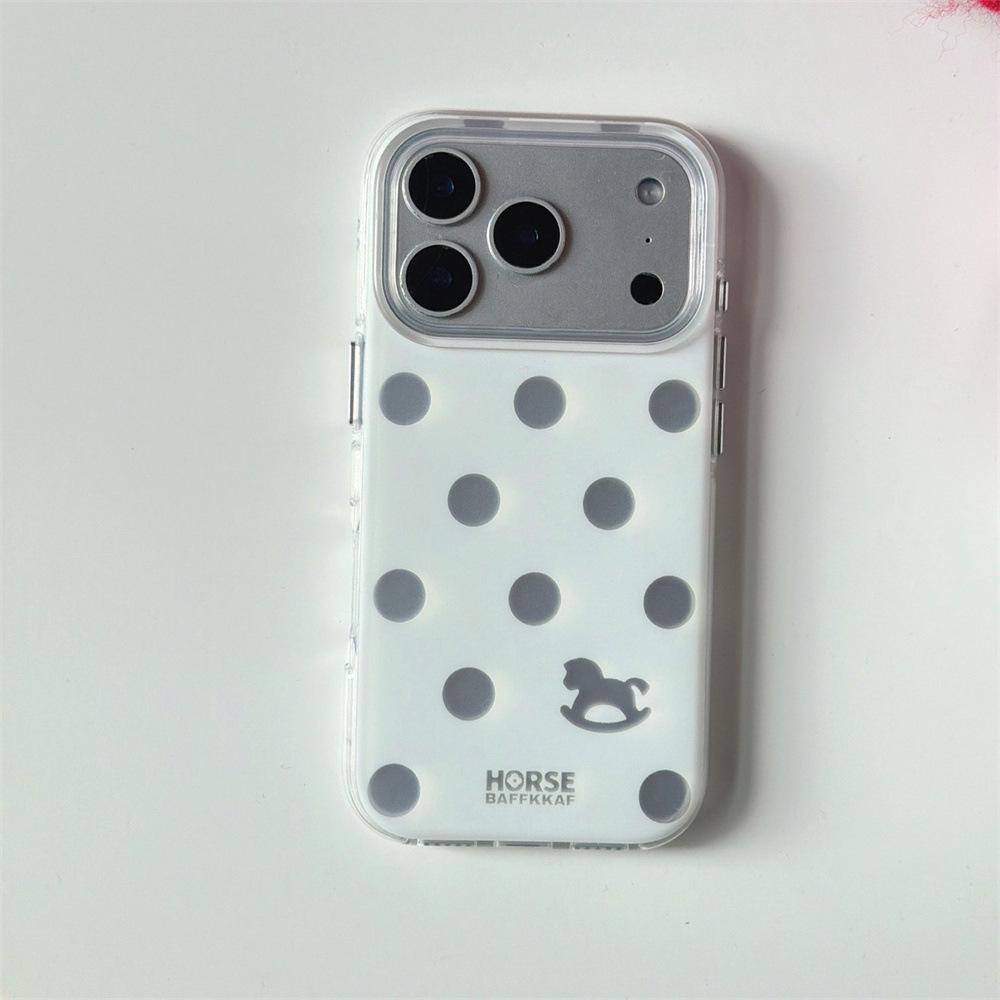 

Silver Polka Dot Horse iPhone 14/13 Pro Max Case - Anti-fall Protection iPhone 17 Pro Max