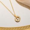 Circular Ring Zircon Pendant Necklaces Stainless Steel Gold Color Necklace Women, Luxury Style Jewelry Accessories Chain Banquet