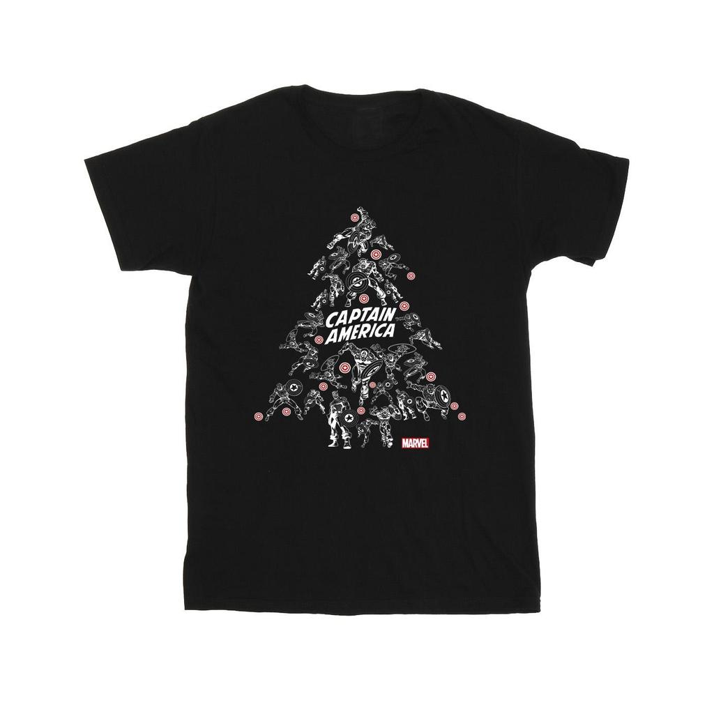 Marvel Mens Captain America Christmas Tree T-Shirt