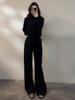 Women's Trendy Korean Style Casual Sports Suit: Plush Stand Collar Jacket & Wide-Leg Pants Two-Piece Set for Spring/Autumn 2026.
