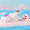 3 Stück/Set Tier Miniatur Weihnachten Eisbär Figuren Garten Mikro Schnee Landschaft DIY Zubehör