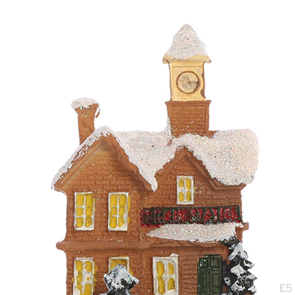 House Decoration LED Lights Christmas Town Scene Desktop Ornaments Figurines Buildings Battery
