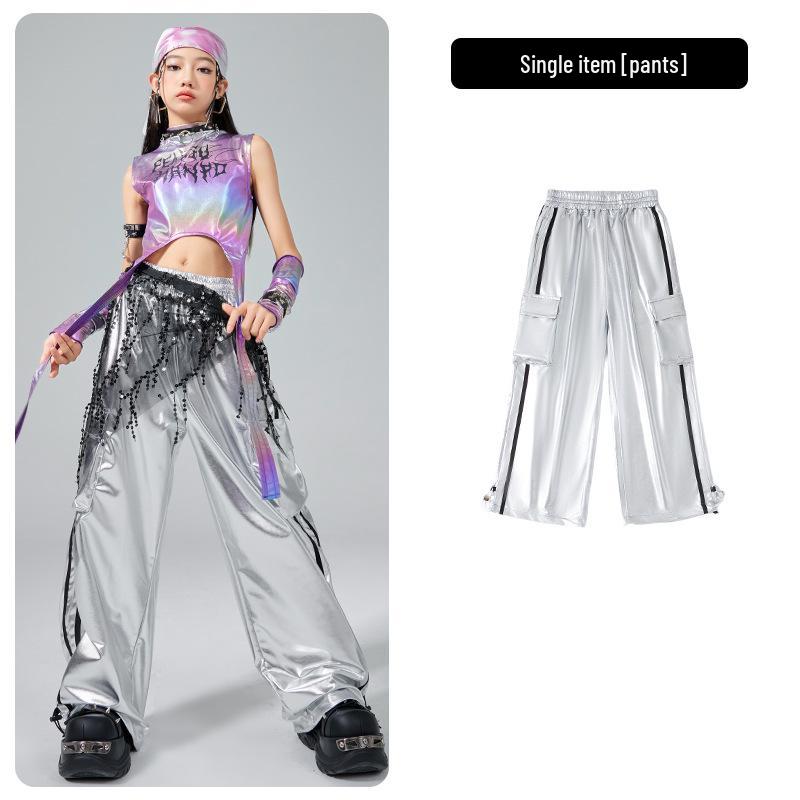 Costume da Danza Jazz per Bambina - Outfit alla Moda Hip Hop per Performance, Street Dance e Sfilate. 140 cm