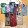 Frosted Armor Magnetic Magsafe Translucent Case For iPhone 11 12 13 14 Plus 15 16 Pro Max Wireless Charge Lens Protection Cover
