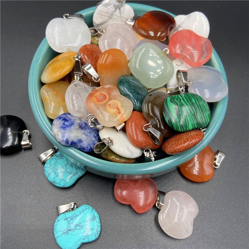 Multicolor Agate Apple Pendant Necklace Christmas Jewelry Gift