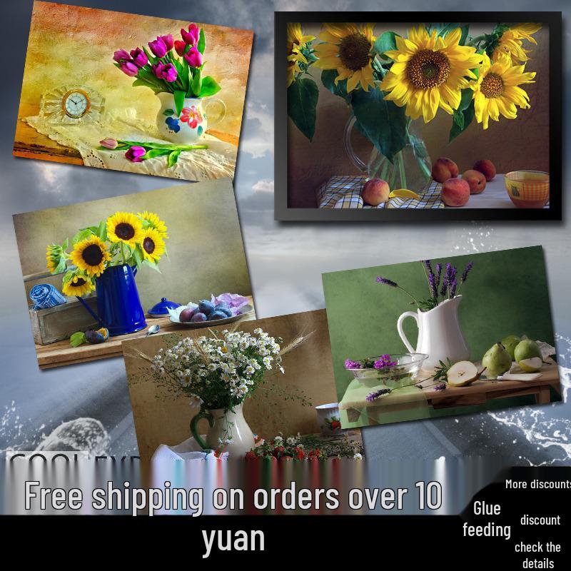 Framed Still Life Oil Painting Poster - Decorative Wall Mural with Kraft Paper