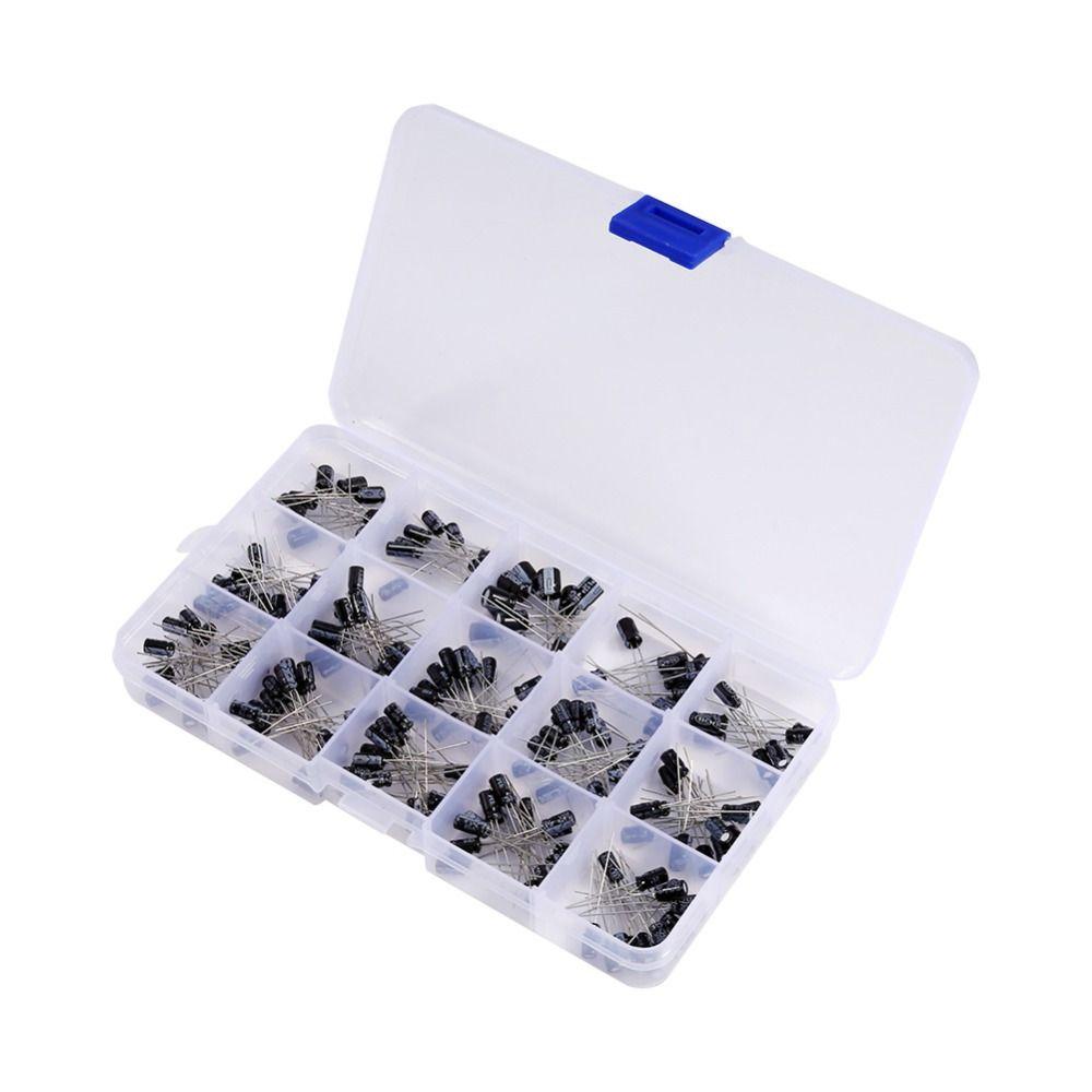 200PCS In-line Type Aluminum Capacitors Set 15 Values DIY Capacitance Model  Electronics Repair