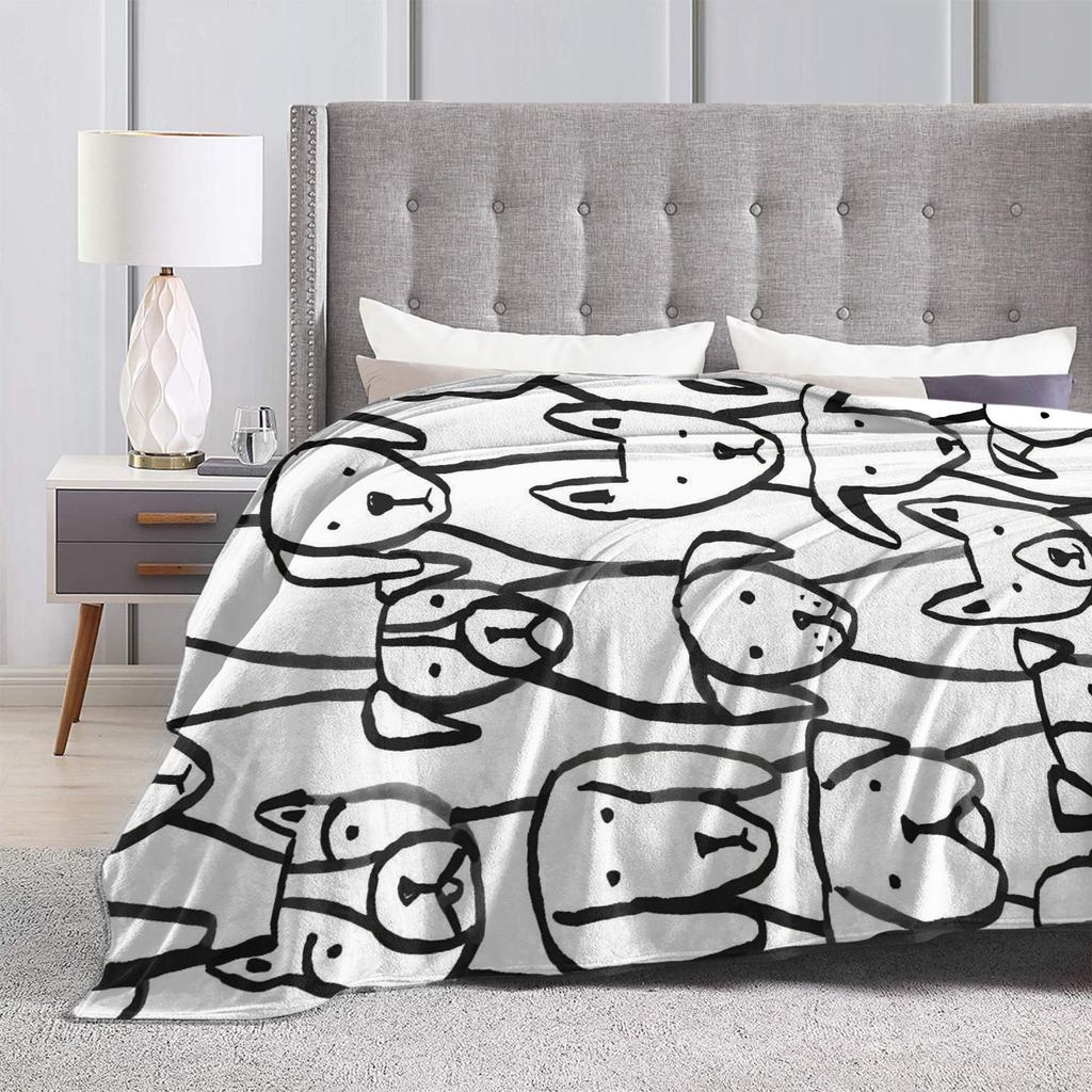 Retro Vintage Art Cute Dogs Plush Blankets Kids Flannel Throw Blanket For Outdoor Super Soft Custom DIY Quality Bedspread Gift