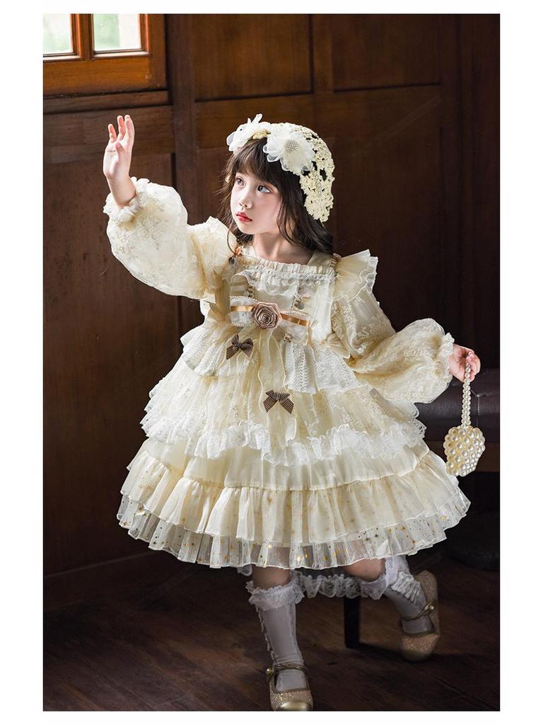 BIBIOOA 2025 Autumn/Winter Long-Sleeve Princess Dress for Girls (Sizes 110-150)