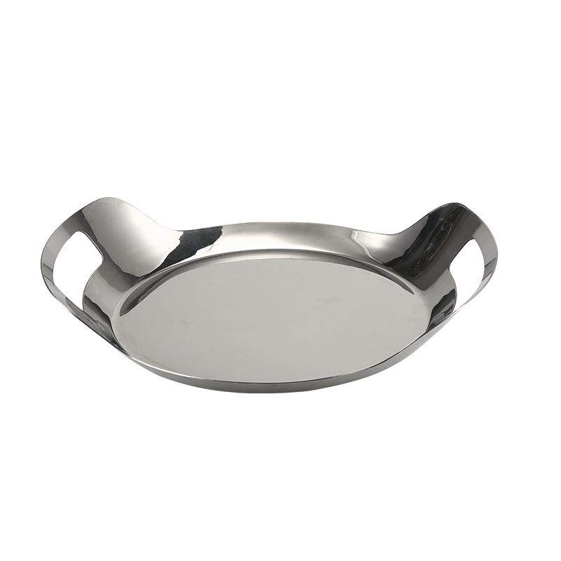 Vintage Silver Stainless Steel Fruit Tray, Salad Bowl, Tableware, Snack Storage Tray, Coffee Shop Decoration Service Tray