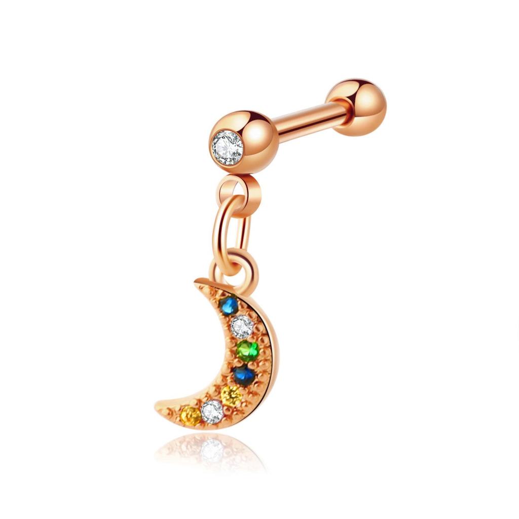 Zircon Stainless Steel Cartilage Stud Earrings - European & American Style
