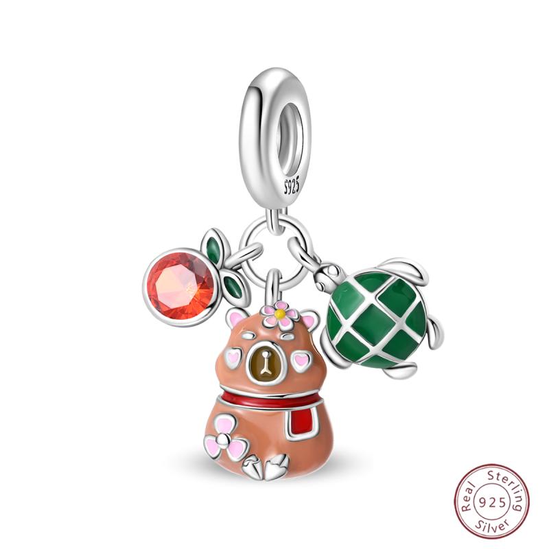 New Copper Poker Card Pendant Beads Black Spade 10-A Royal Flush Red Heart 10-A Charm For Bracelet Woman Jewelry