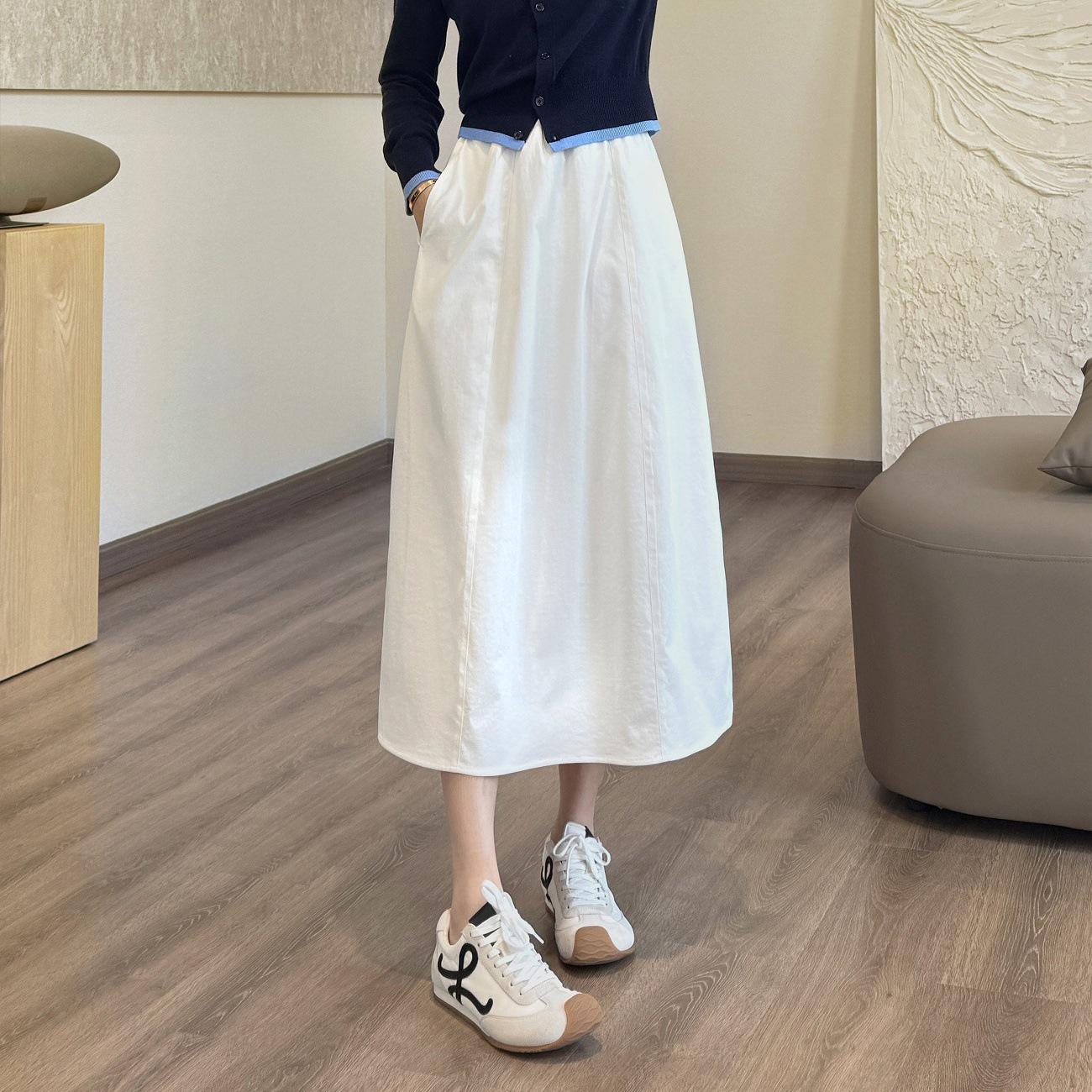 

2026 Spring/Summer Anti-Wrinkle Casual Long Skirt: 7-Piece Cocoon Shape with Slimming Inner-Folded Waist & Pockets Small